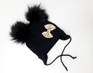 Czapeczka GOLD 2 pompony zima