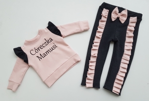 Zestaw bluzeczka z falbankami + spodnie z falbankami