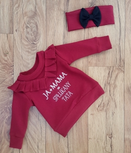 Bluzeczka bordowa z falbanka + opaska