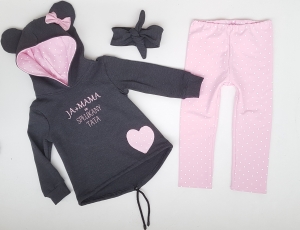 Zestaw Grafit z kropeczkami na pudrze 3 el