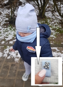 Czapka z kominem WIOSENNE z misiem