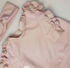 Brudny róż z perełkami