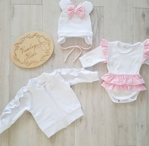 Zestaw biały z pudrem 3 el NEWBORN