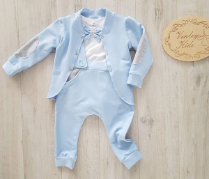 Garniturek błękit z siwym 3 el