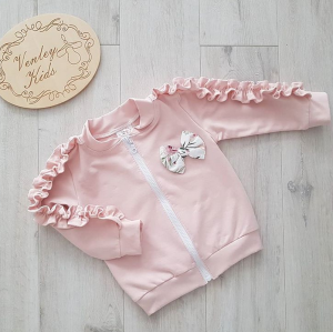 Bluza z falbankami  brudny róz + garden