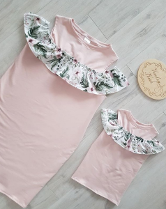 Sukienki MAMA CÓRKA brudny róż + garden   hiszpanka