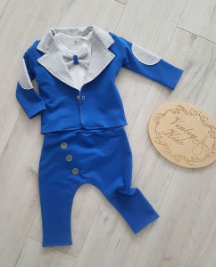 Garniturek niebieski z siwym 3 el 