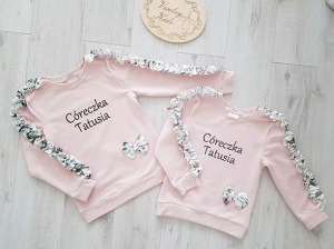 Bluza z falbankami  brudny róz + garden 