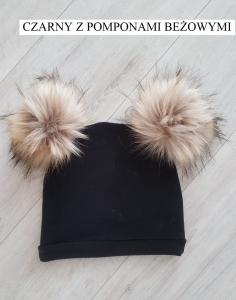 Czapka JESIENNA z dwoma pomponami 