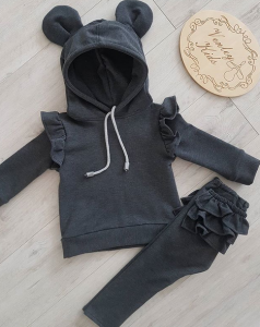 Zestaw Miki z falbankami grafit 2 el 