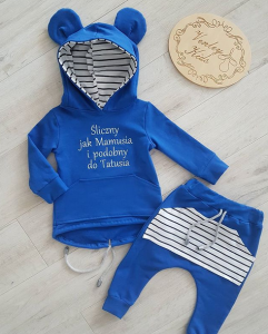 Miki niebieski z paseczkami 2 el 