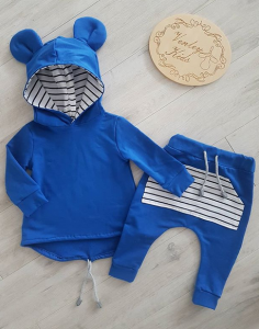 Miki niebieski z paseczkami 2 el  