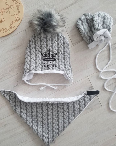 Warkocz siwy zestaw zimowy 