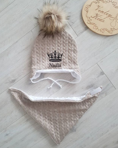 Warkocz beż zestaw zimowy  