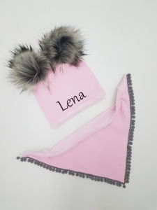 Zestaw z dwoma pomponami + imię 