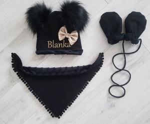 Zestaw zimowy 3 elementowy czarny gold 