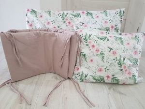 Zestaw do łóżeczka GARDEN + brudny róż