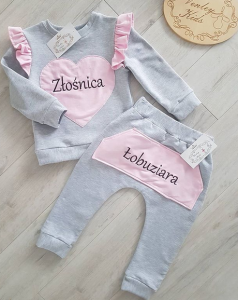 Zestaw siwy z pudrem falbanki 2 el 