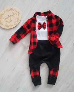 Garniturek kratka czerwono czarna