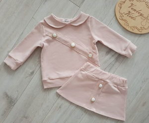 Zestaw Button gold brudny róż 2 el 