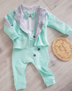 Garniturek miętowo siwy 3 el  