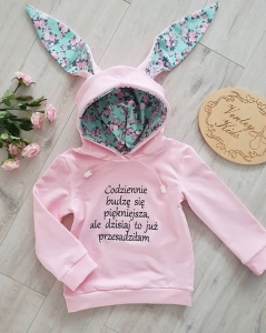 Bluza królik z miętowymi kwiatkami   