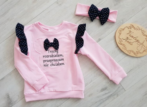 Bluza z opaską kropeczki na granacie 