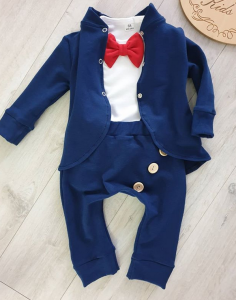 Garniturek granat z czerwienią 