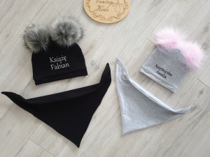 Zestaw jesienny z pomponami personalizowany