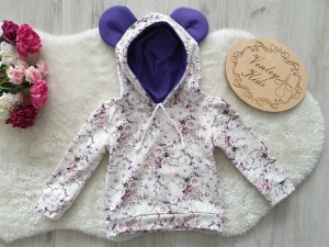 Bluza z uszami KWIATUSZKI FIOLET