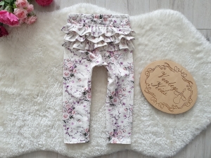 Leginsy z falbankami KWIATUSZKI FIOLET