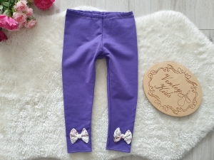 Leginsy z kokardkami KWIATUSZKI FIOLET  