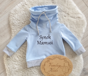 BLUZA  z kominem błękit personalizowana