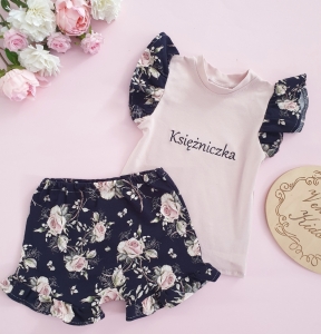 Komplecik RÓŻE NA CIEMNYM  lato 2 el  