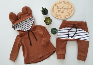 Miki brąz z paseczkami 2 el  