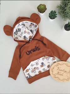 Bluza MIKI retro autka z brązem  