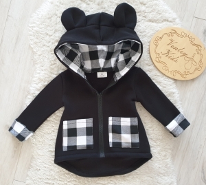 Płaszczyk CZARNY Z CZARNĄ KRATKĄ