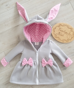 Płaszczyk Królik siwy z pudrowymi kropkami